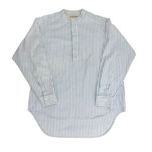 Vintage Gleneske Irish Grandfather Shirt XL Blue White Stripe Cotton Cottagecore